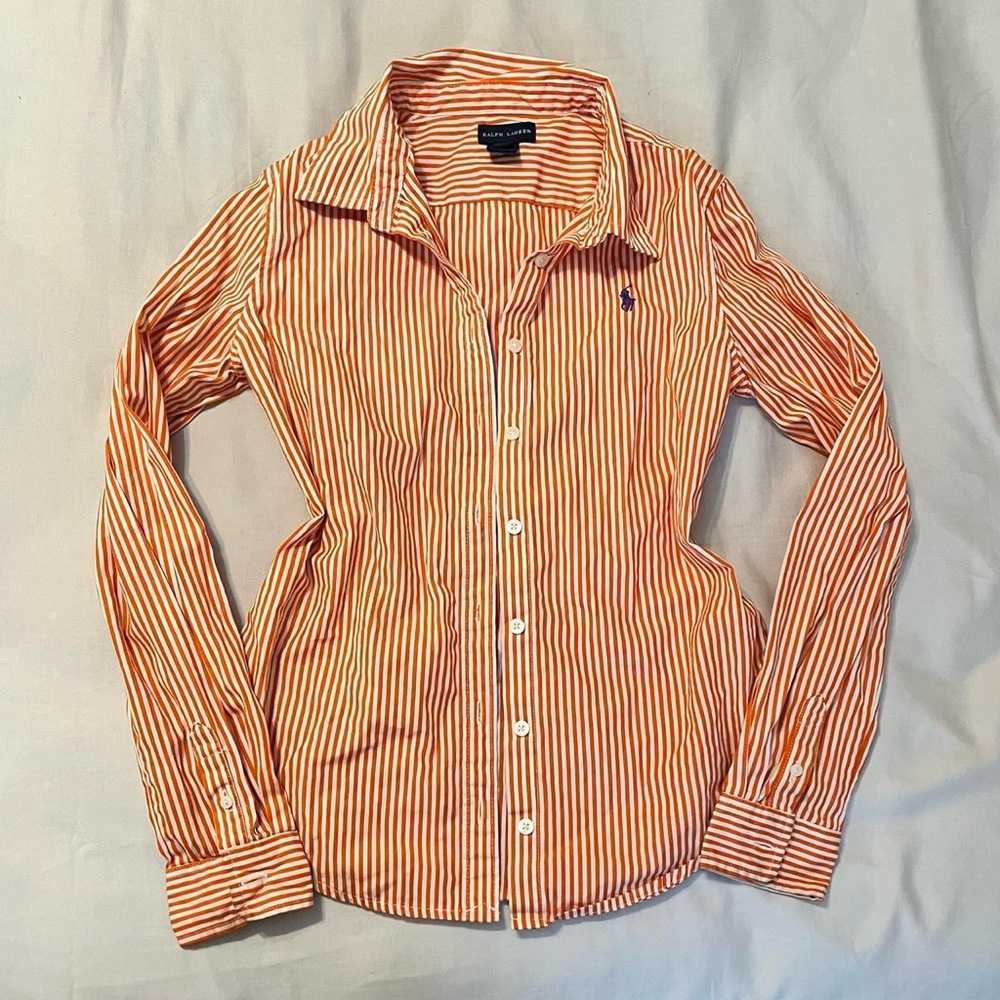 Ralph Lauren Orange Striped Button Down Shirt